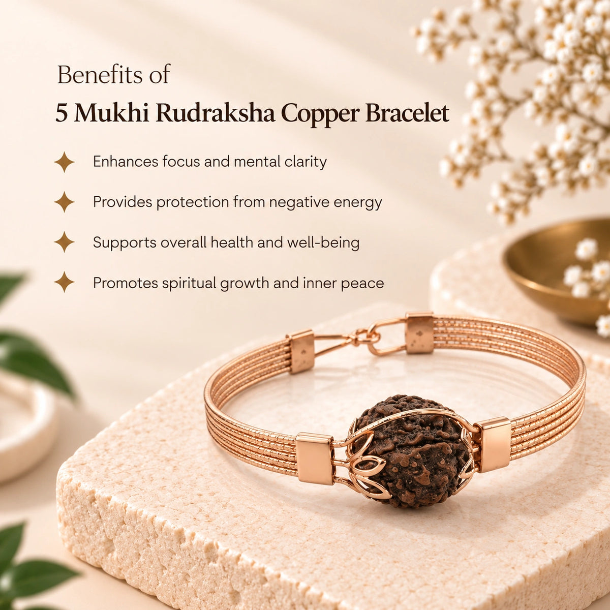 5 Mukhi rudrakhsha Copper bracelet