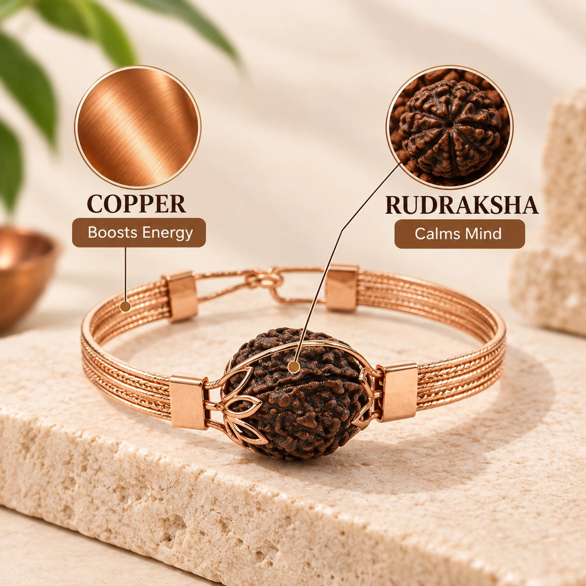 5 Mukhi rudrakhsha Copper bracelet