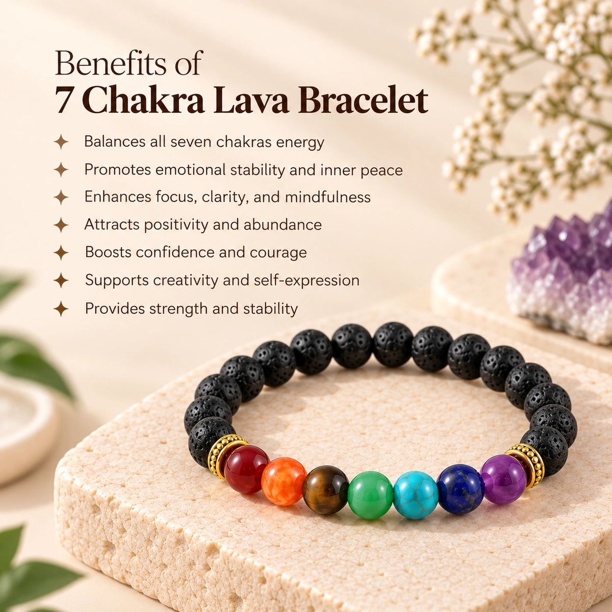 Money Magnet and Seven Charka with Lava Stone Bracelet Combo
