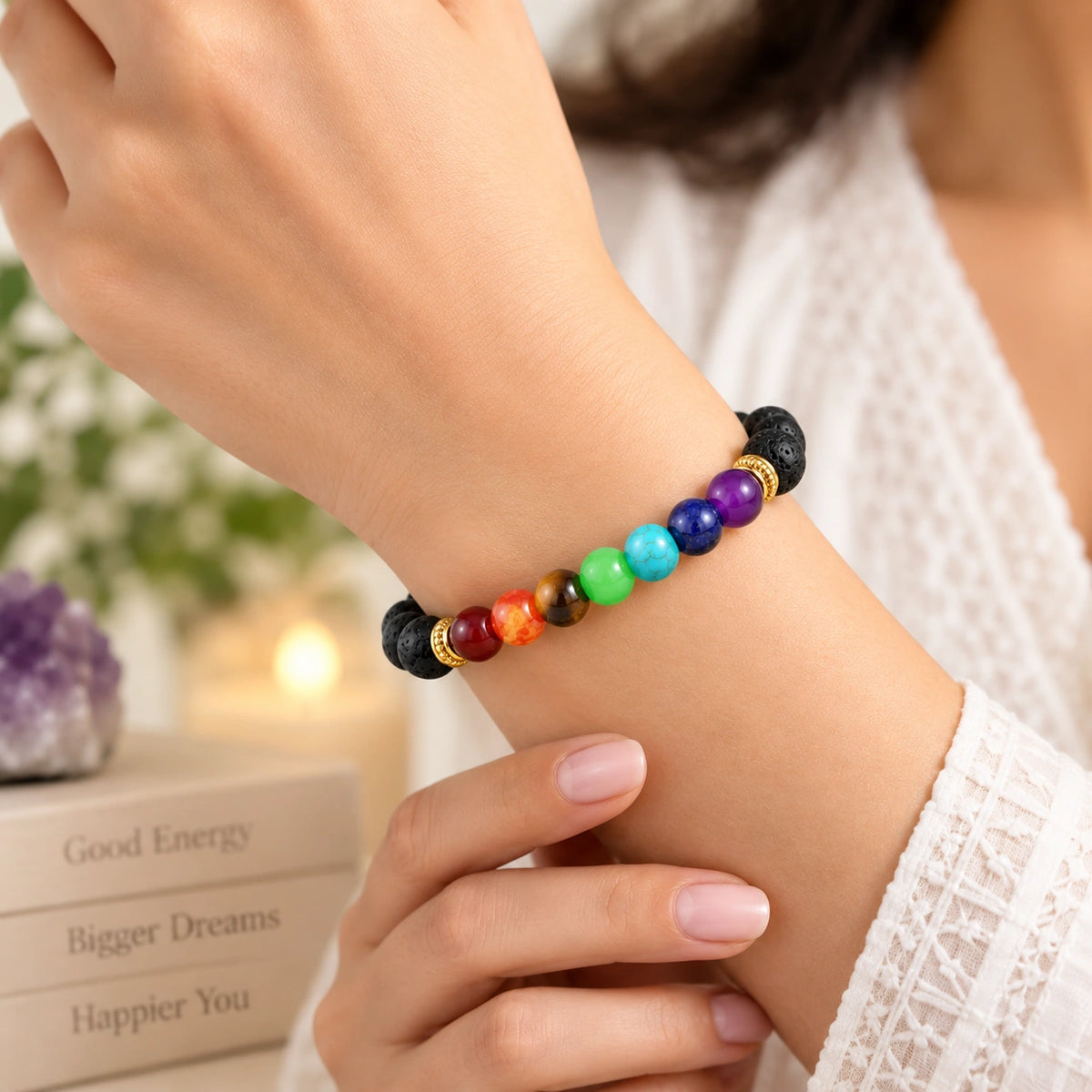 Money Magnet and Seven Charka with Lava Stone Bracelet Combo