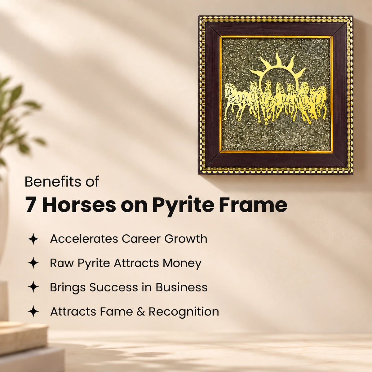 7 Horses Raw Pyrite Frame - For Money & Wealth