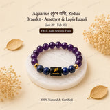 Aquarius (कुंभ राशि) Zodiac Bracelet - Amethyst & Lapis Lazuli