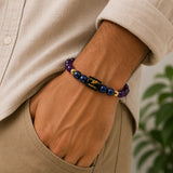 Aquarius (कुंभ राशि) Zodiac Bracelet - Amethyst & Lapis Lazuli