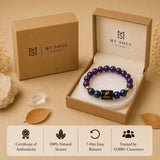 Aquarius (कुंभ राशि) Zodiac Bracelet - Amethyst & Lapis Lazuli