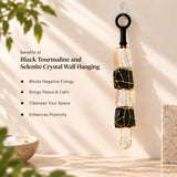 Black Tourmaline and selenite crystal wall hanging