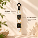 Black Tourmaline and selenite crystal wall hanging