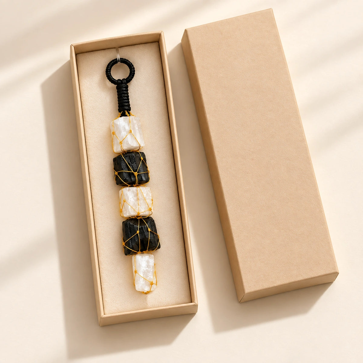 Black Tourmaline and selenite crystal wall hanging