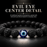 Evil Eye Lava Stone Bracelet - Nazar Protection & Energy Healing