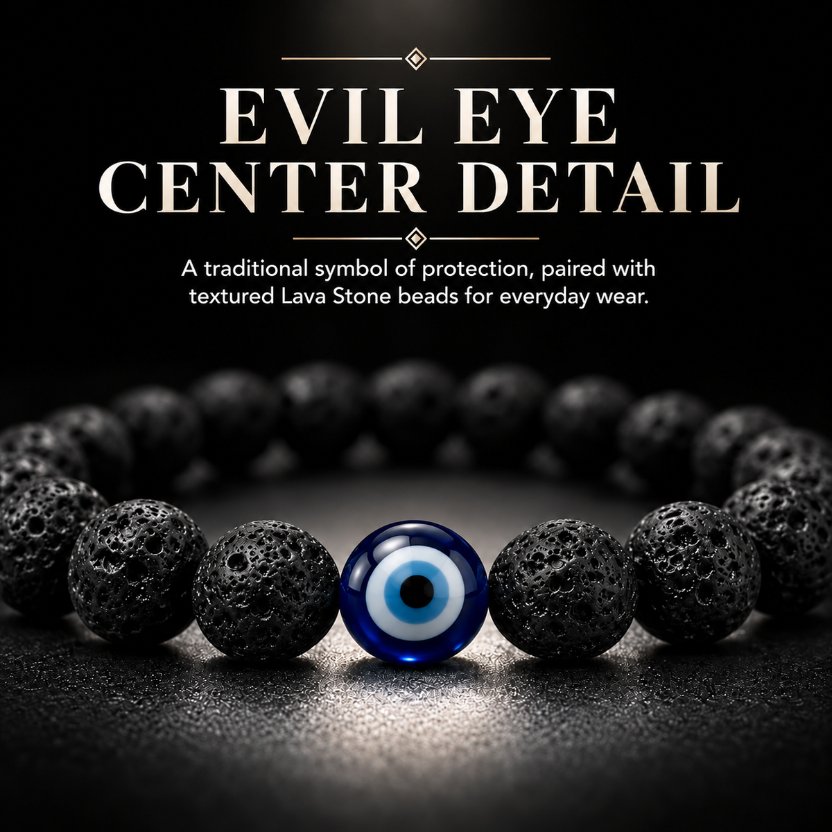 Evil Eye Lava Stone Bracelet - Nazar Protection & Energy Healing
