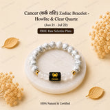 Cancer (कर्क राशि) Zodiac Bracelet - Howlite & Clear Quartz