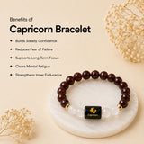 Capricorn (मकर राशि) Zodiac Bracelet - Garnet & Clear Quartz