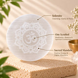 Circle Om Selenite Plate