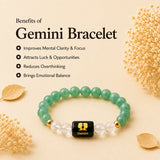 Gemini (मिथुन राशि) Zodiac Bracelet - Green Aventurine & Clear Quartz