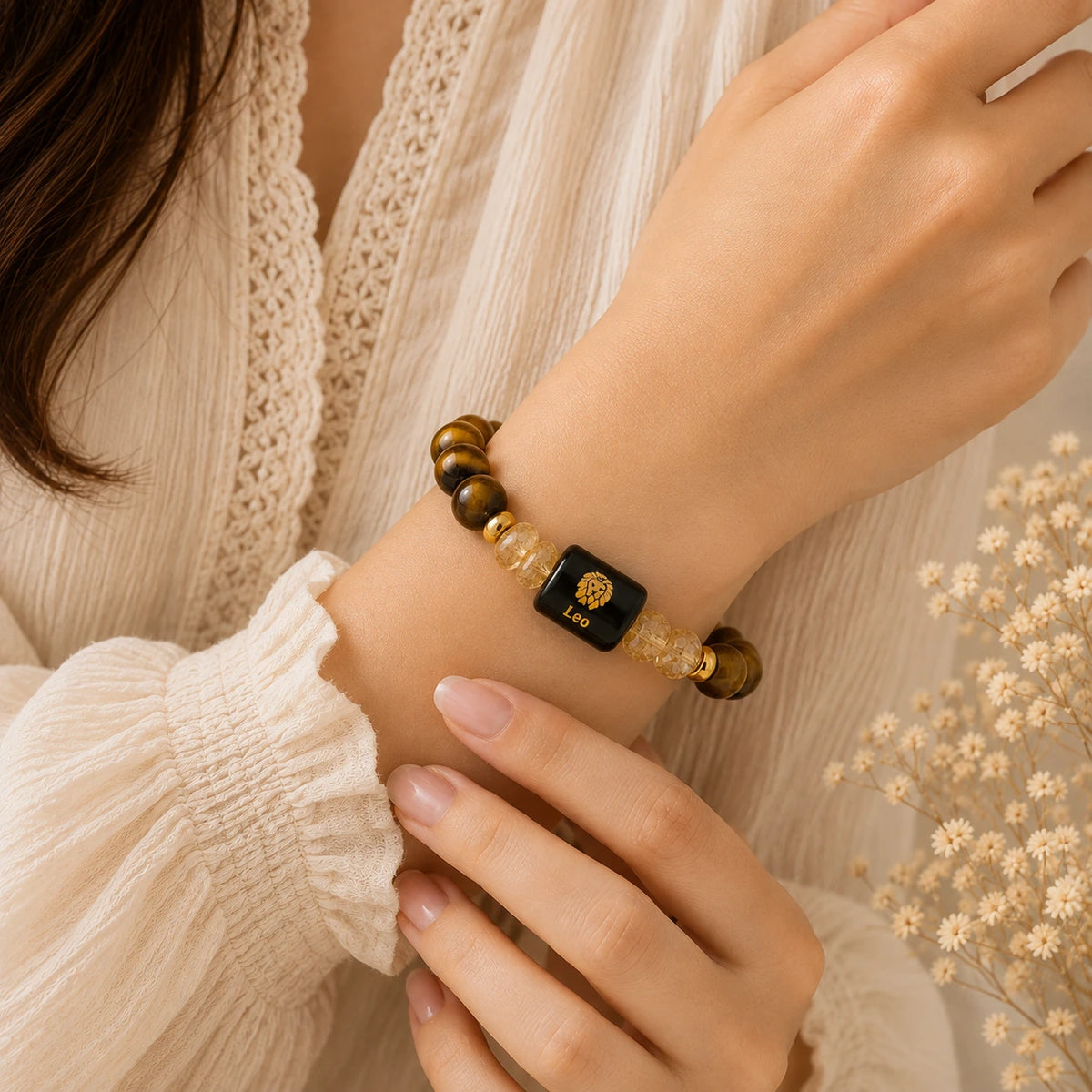 Leo (सिंह राशि) Zodiac Bracelet - Tiger Eye & Citrine