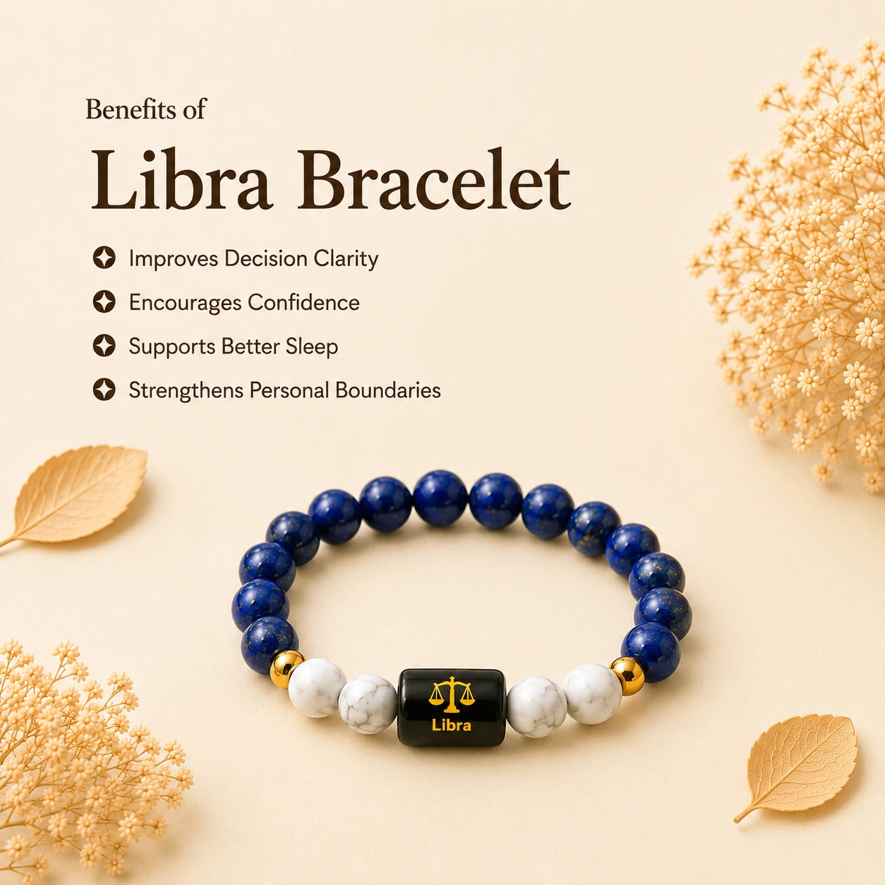 Libra (तुला राशि) Zodiac Bracelet - Lapis Lazuli & Howlite