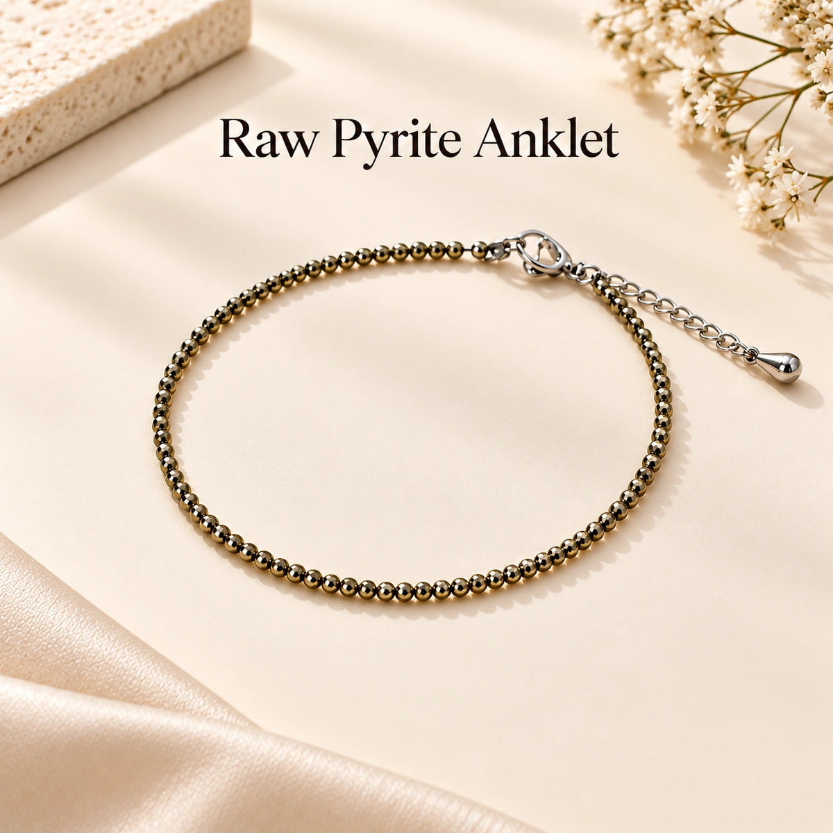 Raw Pyrite Anklet - For Wealth & Confidence