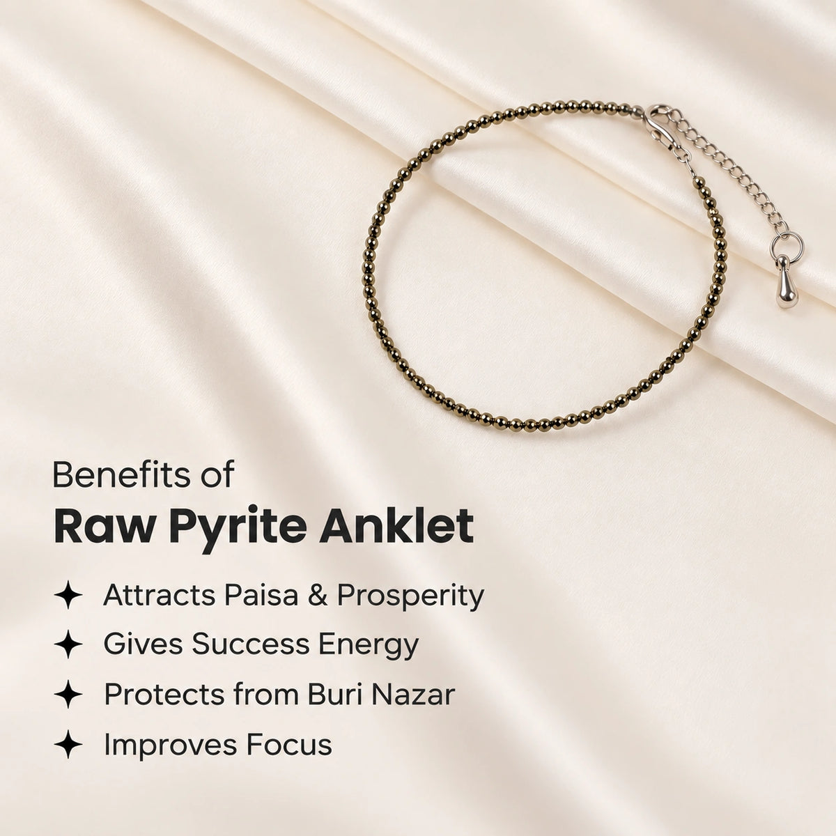 Raw Pyrite Anklet - For Wealth & Confidence