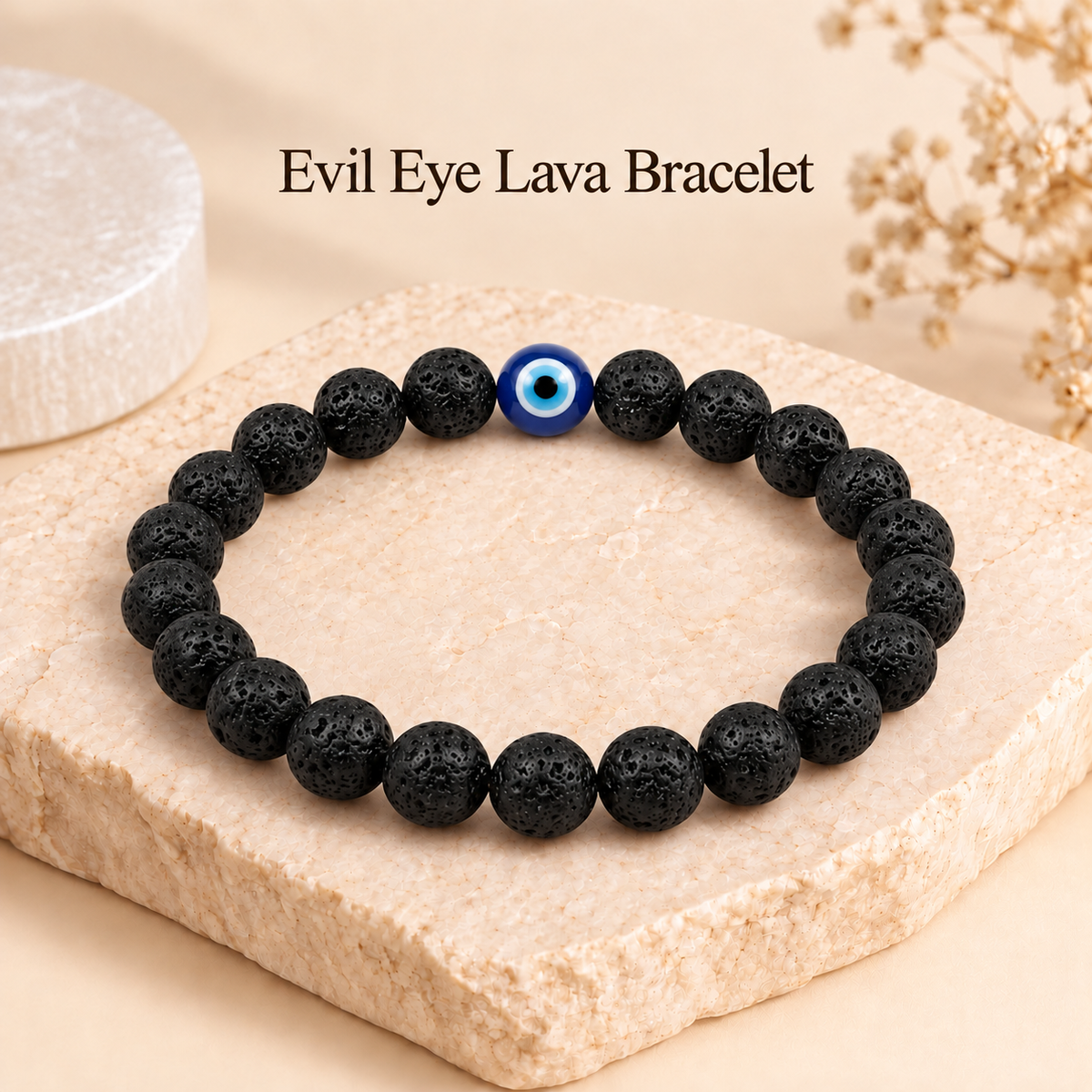 Evil Eye Lava Stone Bracelet - Nazar Protection & Energy Healing
