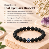 Evil Eye Lava Stone Bracelet - Nazar Protection & Energy Healing