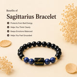 Sagittarius (धनु राशि) Zodiac Bracelet - Black Obsidian & Lapis Lazuli