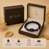 Sagittarius (धनु राशि) Zodiac Bracelet - Black Obsidian & Lapis Lazuli