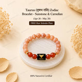 Taurus (वृषभ राशि) Zodiac Bracelet - Sunstone & Carnelian
