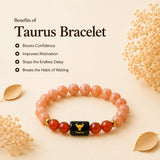 Taurus (वृषभ राशि) Zodiac Bracelet - Sunstone & Carnelian