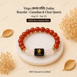 Virgo (कन्या राशि) Zodiac Bracelet - Carnelian & Clear Quartz