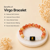 Virgo (कन्या राशि) Zodiac Bracelet - Carnelian & Clear Quartz