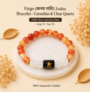 Virgo (कन्या राशि) Zodiac Bracelet - Carnelian & Clear Quartz