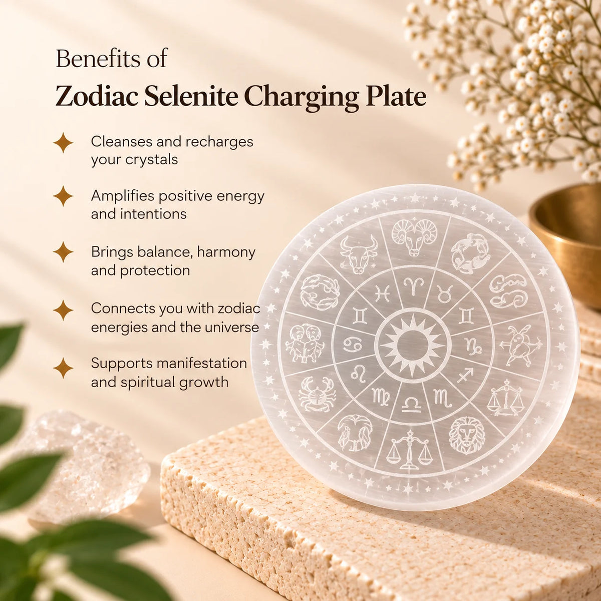 Zodiac Selenite Charging Plate