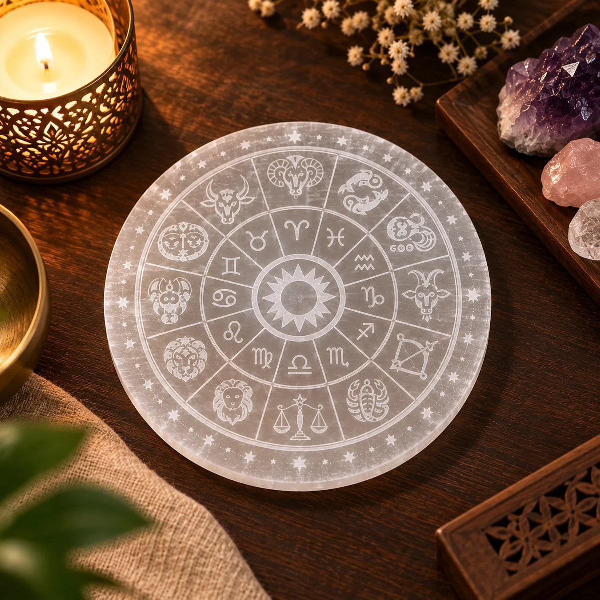 Zodiac Selenite Charging Plate