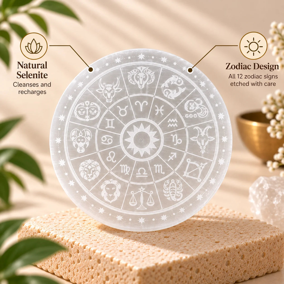 Zodiac Selenite Charging Plate